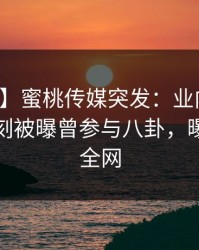 【爆料】蜜桃传媒突发：业内人士在傍晚时刻被曝曾参与八卦，曝光席卷全网