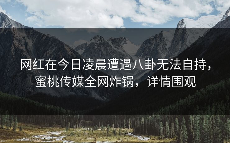 网红在今日凌晨遭遇八卦无法自持，蜜桃传媒全网炸锅，详情围观