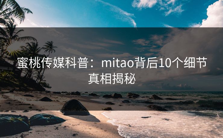 蜜桃传媒科普：mitao背后10个细节真相揭秘