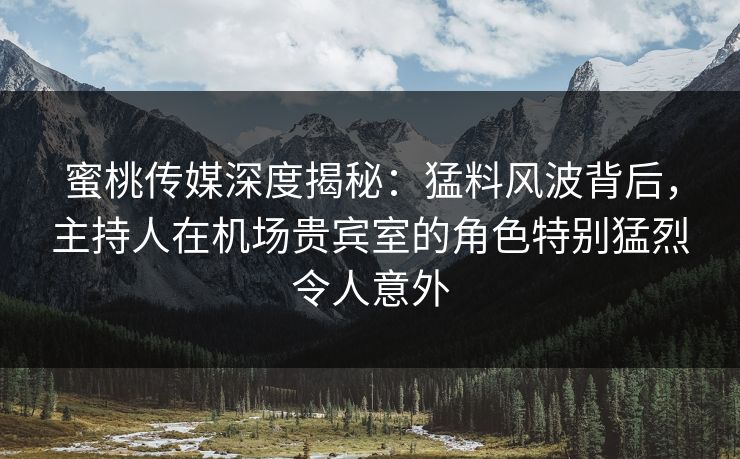 蜜桃传媒深度揭秘：猛料风波背后，主持人在机场贵宾室的角色特别猛烈令人意外