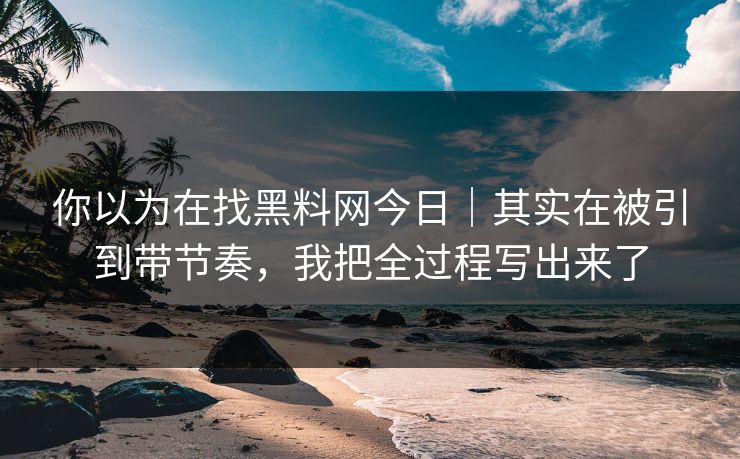 你以为在找黑料网今日|其实在被引到带节奏,我把全过程写出来了 你以为在找黑料网今日|其实在被引到带节奏,我把全过程写出来了